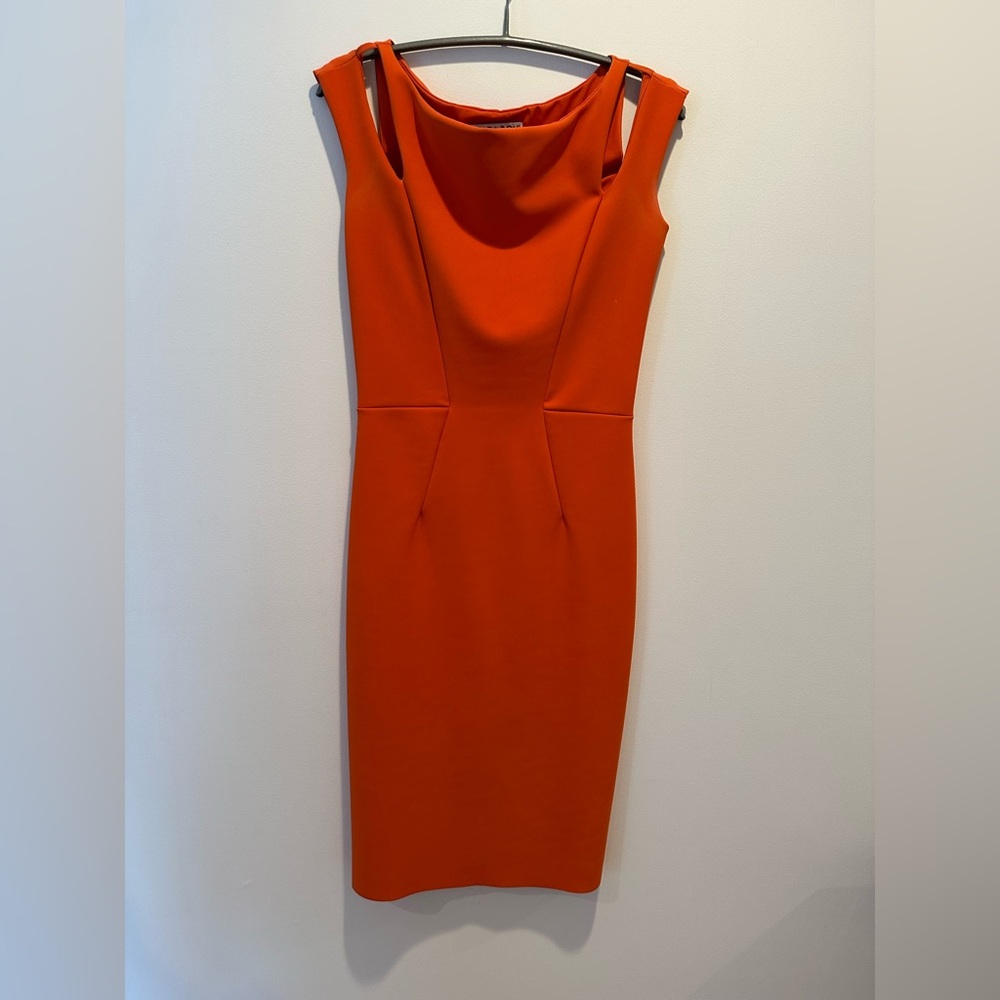 Chiara Boni Orange Sculpted Midi Dress